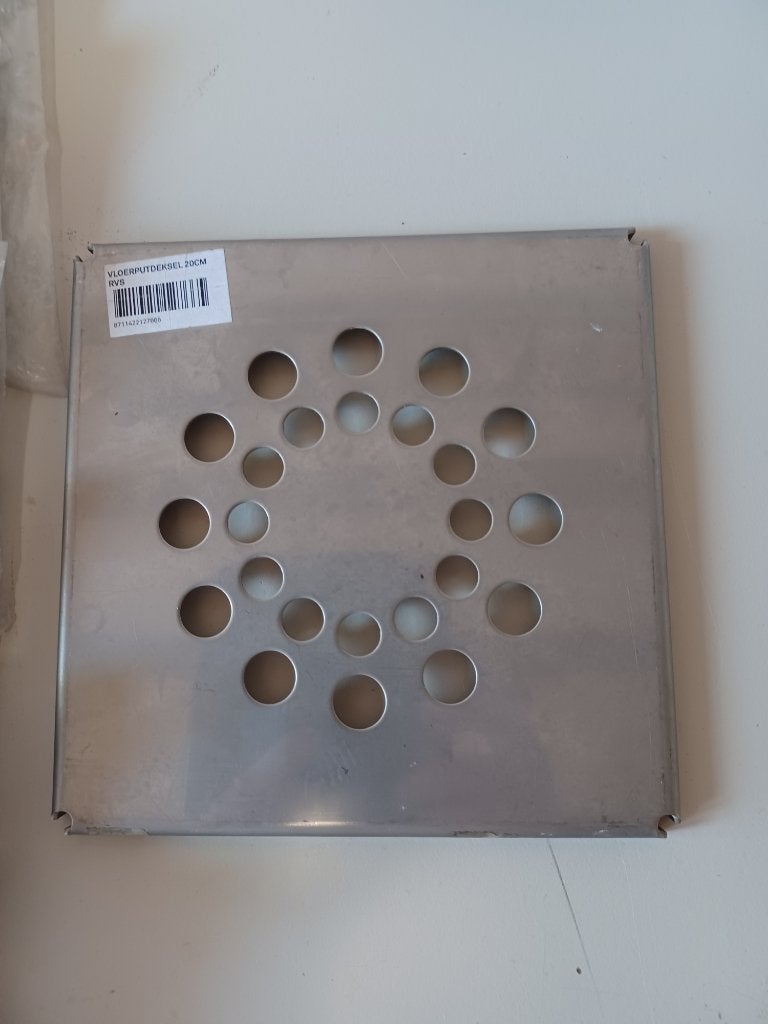 Martens Well Flex Vloerput Deksel RVS (20x20 cm) Nieuw!, Doe-het-zelf en Verbouw, Buizen en Afvoer, Afvoer, Nieuw, Ophalen of Verzenden