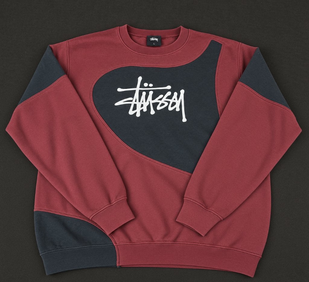 Stussy  Sweater - Bordeaux/Zwart - Maat XL, Kleding | Heren, Zwart, Stussy, Maat 56/58 (XL), Ophalen of Verzenden