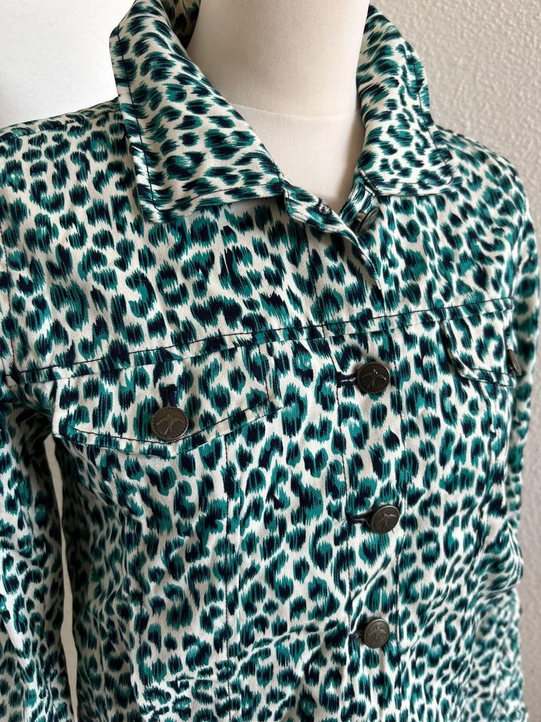 King Louie maat 38 spijker jack jas vest panter groen 346, Kleding | Dames, Truien en Vesten, Maat 38/40 (M), Ophalen of Verzenden