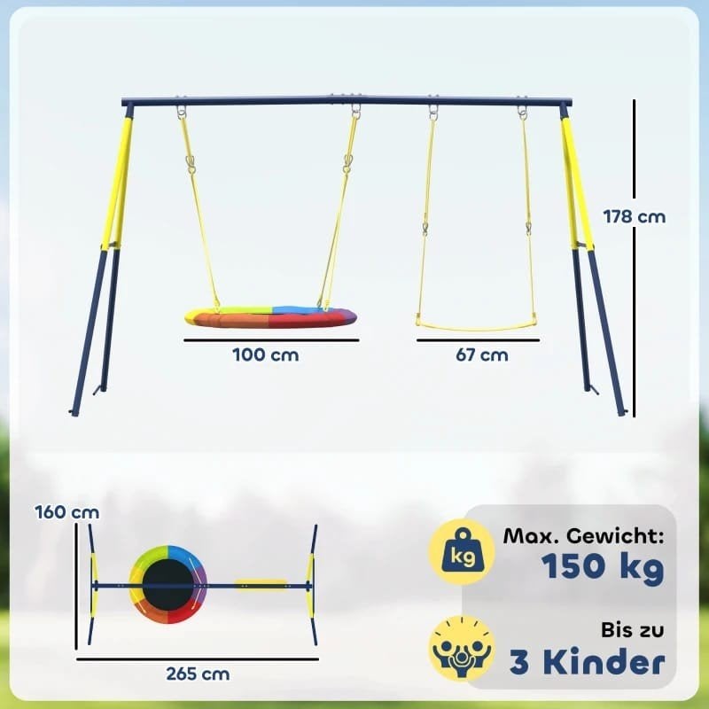 Schommelset met schotel en schommelzitje voor kinderen, Kinderen en Baby's, Ophalen of Verzenden, Nieuw, Schommel