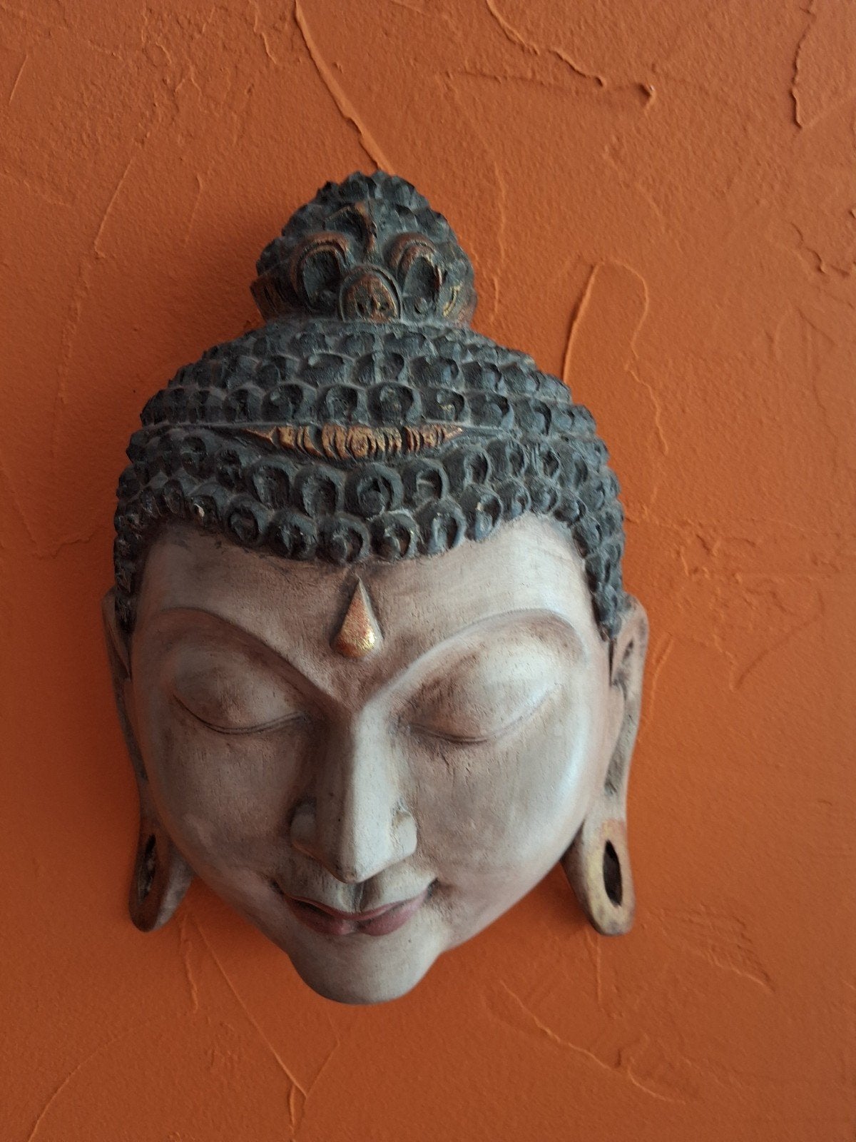 Set van 3 decoratieve maskers: Boeddha en Indonesisch paar, Ophalen, Minder dan 20 cm, Masker, Hout