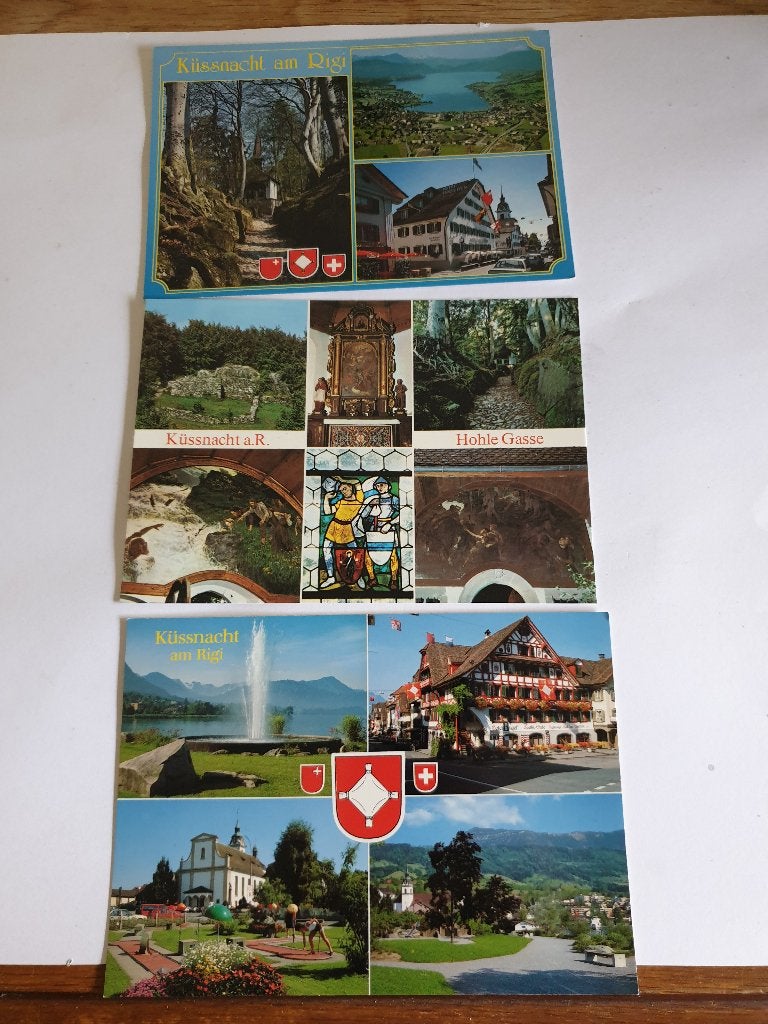 2839 zwitserland kussnacht am rigi 3 kaarten, Verzenden, 1980 tot heden, Overig Europa