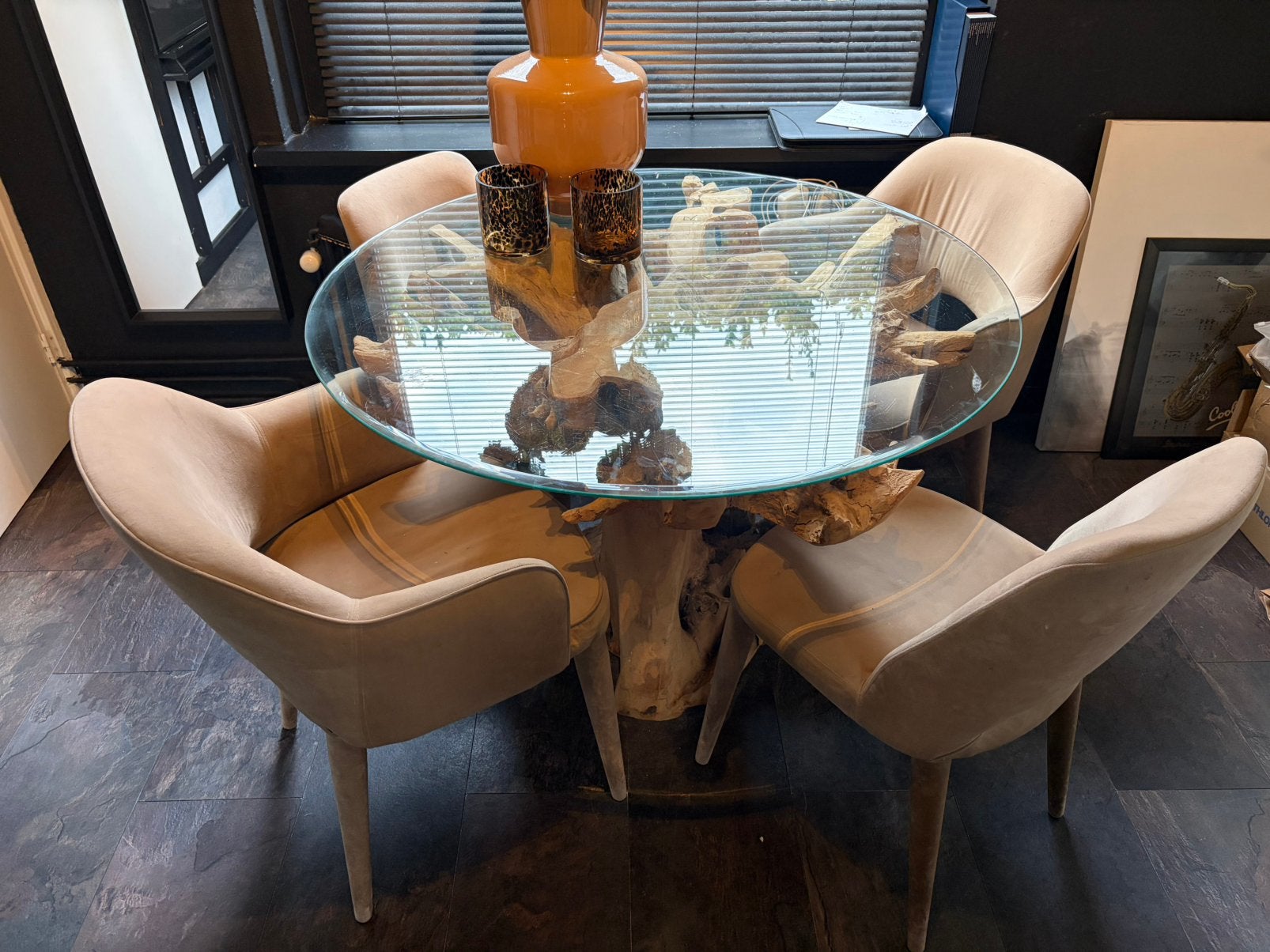 Ronde teak tafel set, Ophalen, Gebruikt, Rond, 100 tot 150 cm