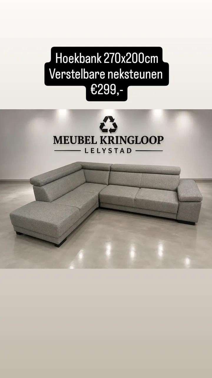 Hoekbank 270x200cm met verstelbare neksteunen, 250 tot 300 cm, ., Hoekbank, Ophalen of Verzenden