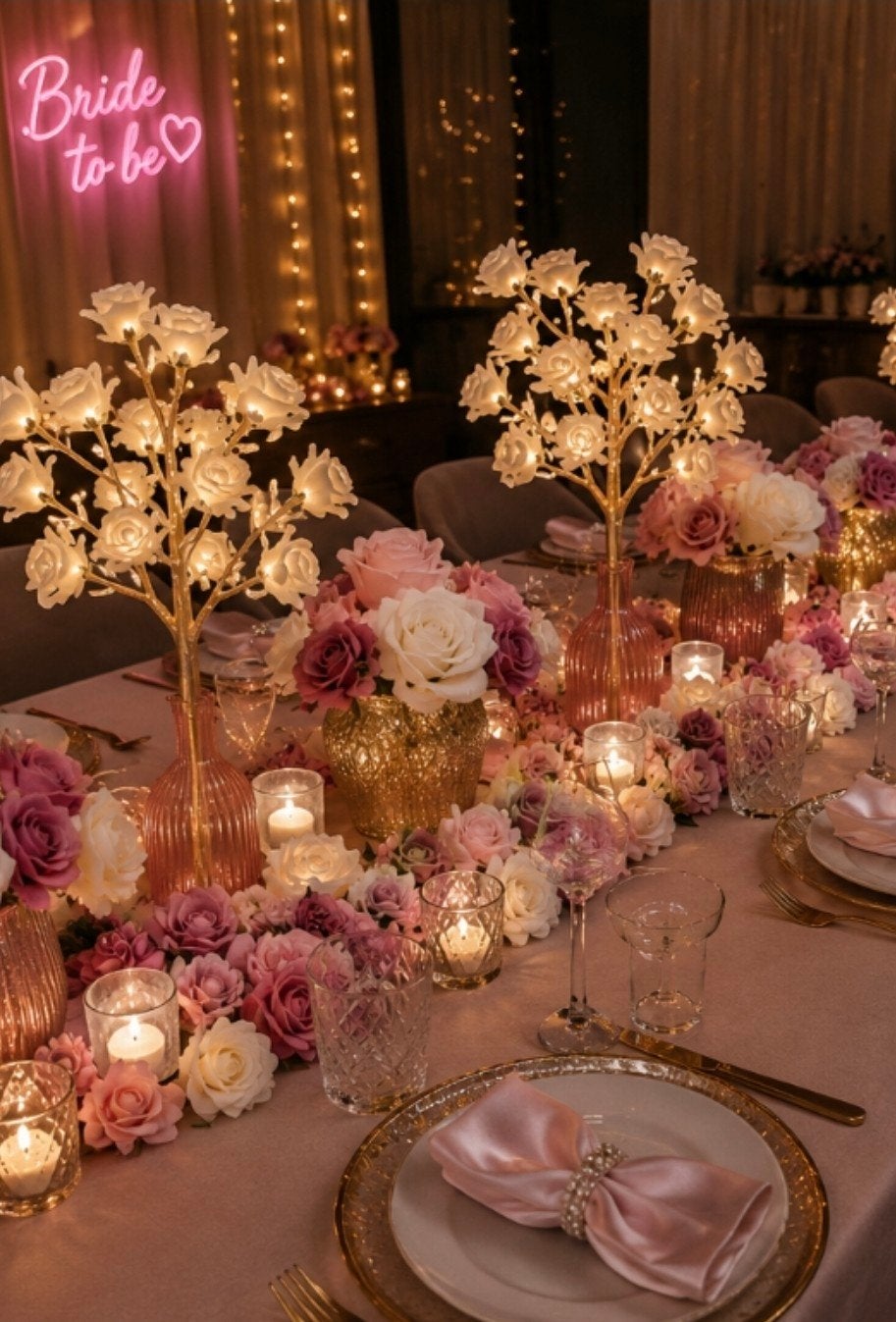 Luxe decoratie met LED rozen – Perfect voor bruiloft, vrijge, Ophalen of Verzenden, Nieuw, Geboorte of Huwelijk
