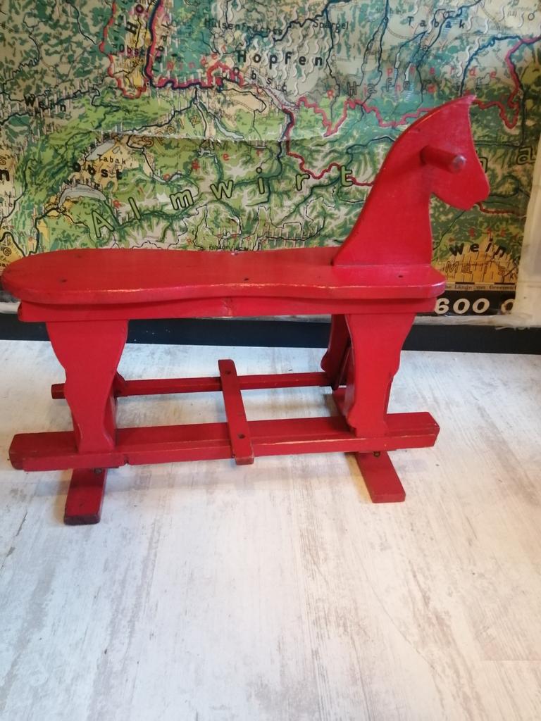 ZELDZAME OUDE HOUTEN HOBBELPAARD IN MOOIE VINTAGE STAAT 75CM, Antiek en Kunst, Ophalen