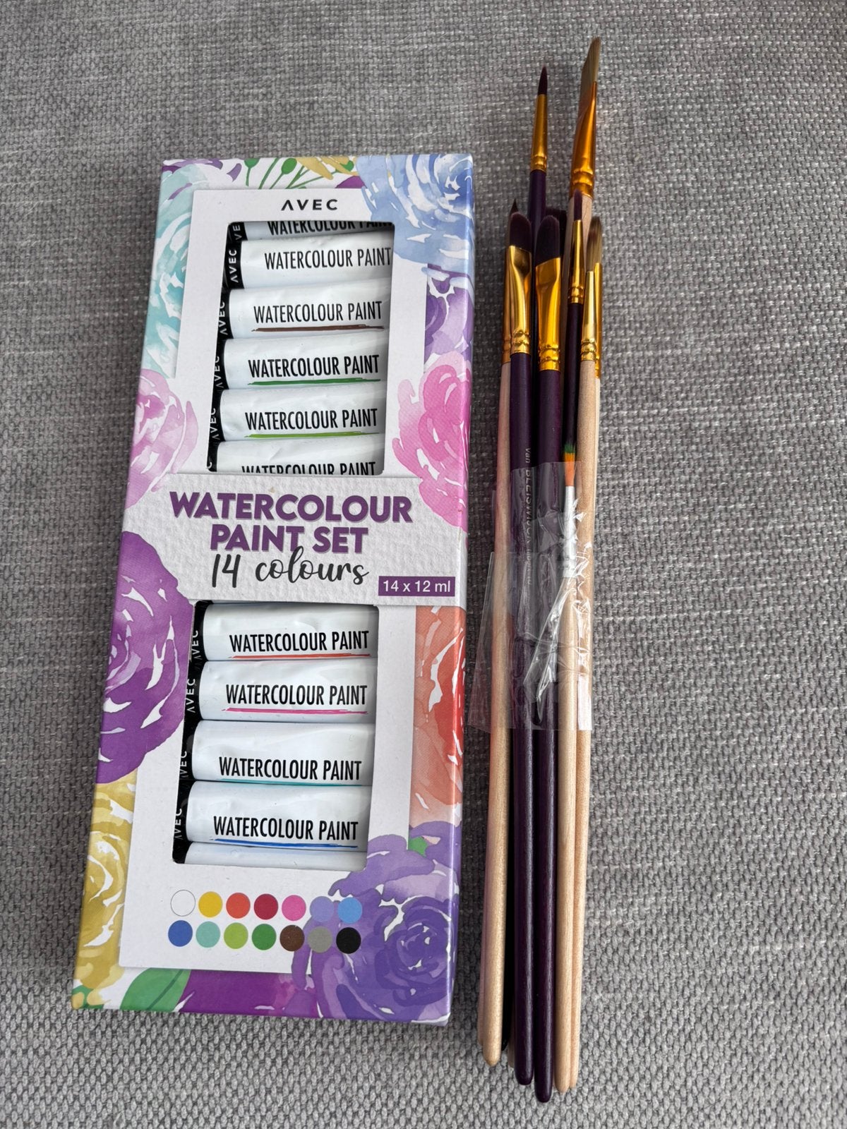 Waterverf en 10 penselen, Hobby en Vrije tijd, Tekenen, Ophalen of Verzenden, Zo goed als nieuw, Potlood of Stift
