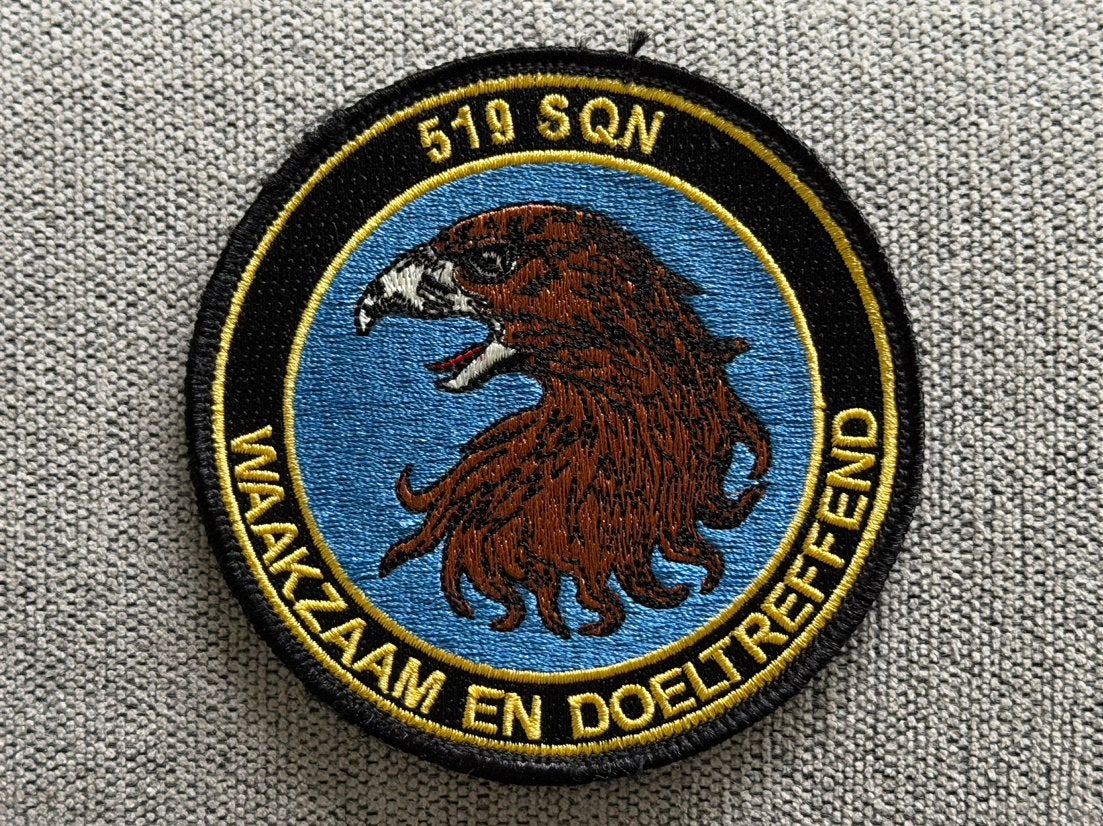 Patch RNLAF 519 SQN, Ophalen of Verzenden, Luchtmacht, Nederland, Embleem of Badge