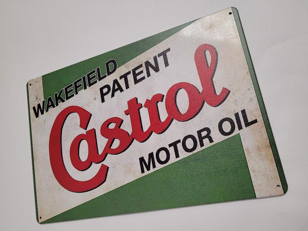 Castrol motor oil logo reclamebord van metaal wandbord deco, Verzamelen, Merken en Reclamevoorwerpen, Reclamebord, Info@deconoord.nl