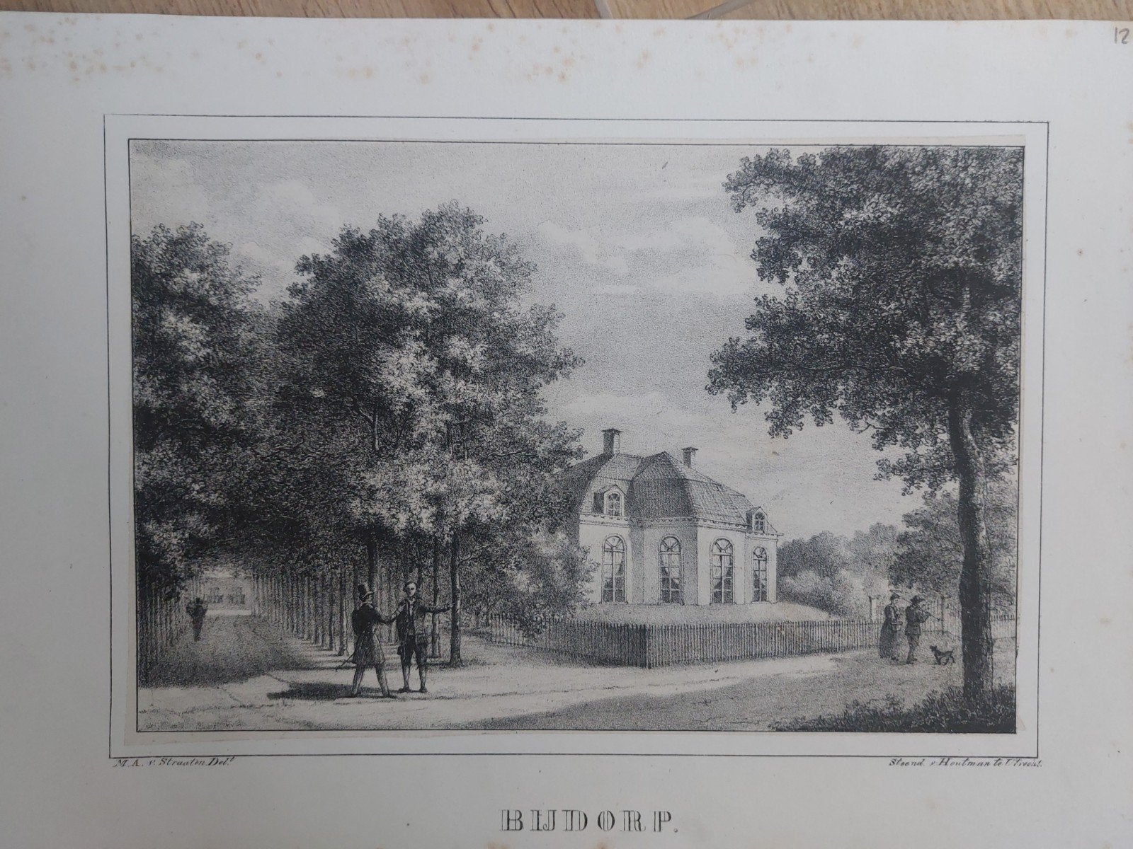 12 / Bijdorp Driebergen Rijsenburg Originele steendruk 1829, Antiek en Kunst, Gesigneerd in de plaat, Ophalen of Verzenden, Landschappen