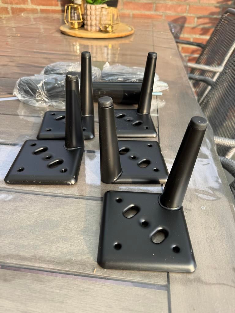 Set van 8 zwarte tafelpoten, nieuw in verpakking, Tafelpoot, Nieuw, Minder dan 50 cm, Ophalen of Verzenden