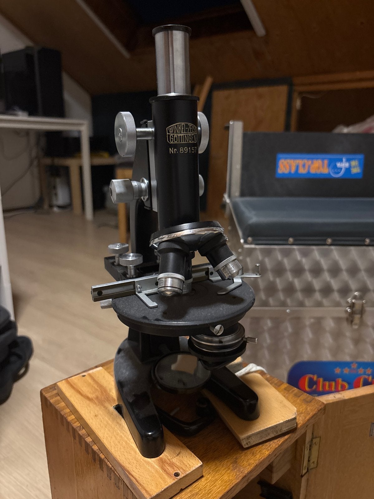 Vintage Winkel-Zeiss Göttingen microscoop Nr. 89157, Ophalen, 400x tot 1000x, Biologische microscoop