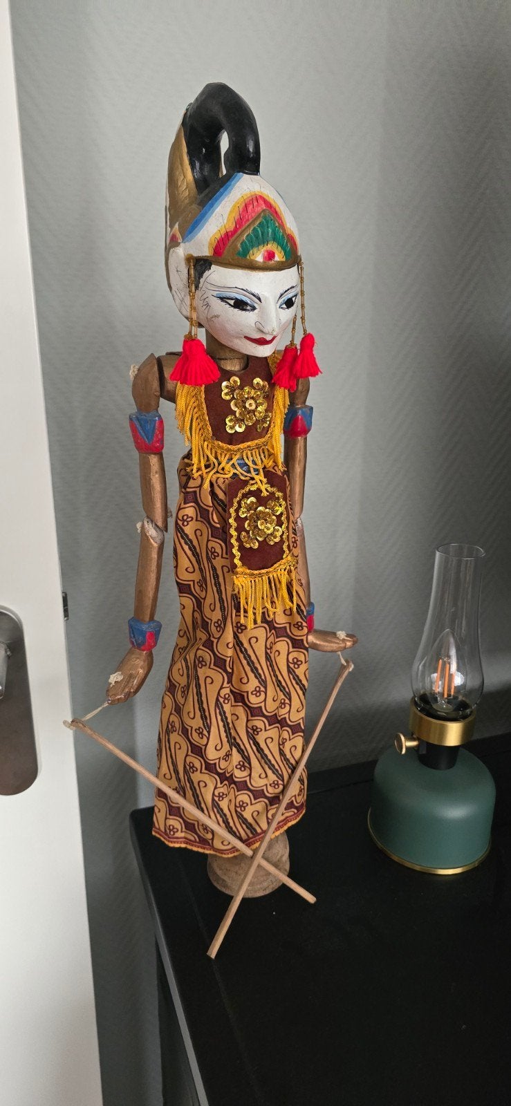 Vintage Wayang Golek pop uit Indonesië, Hout, Handgemaakt, Ophalen of Verzenden, Indonesië