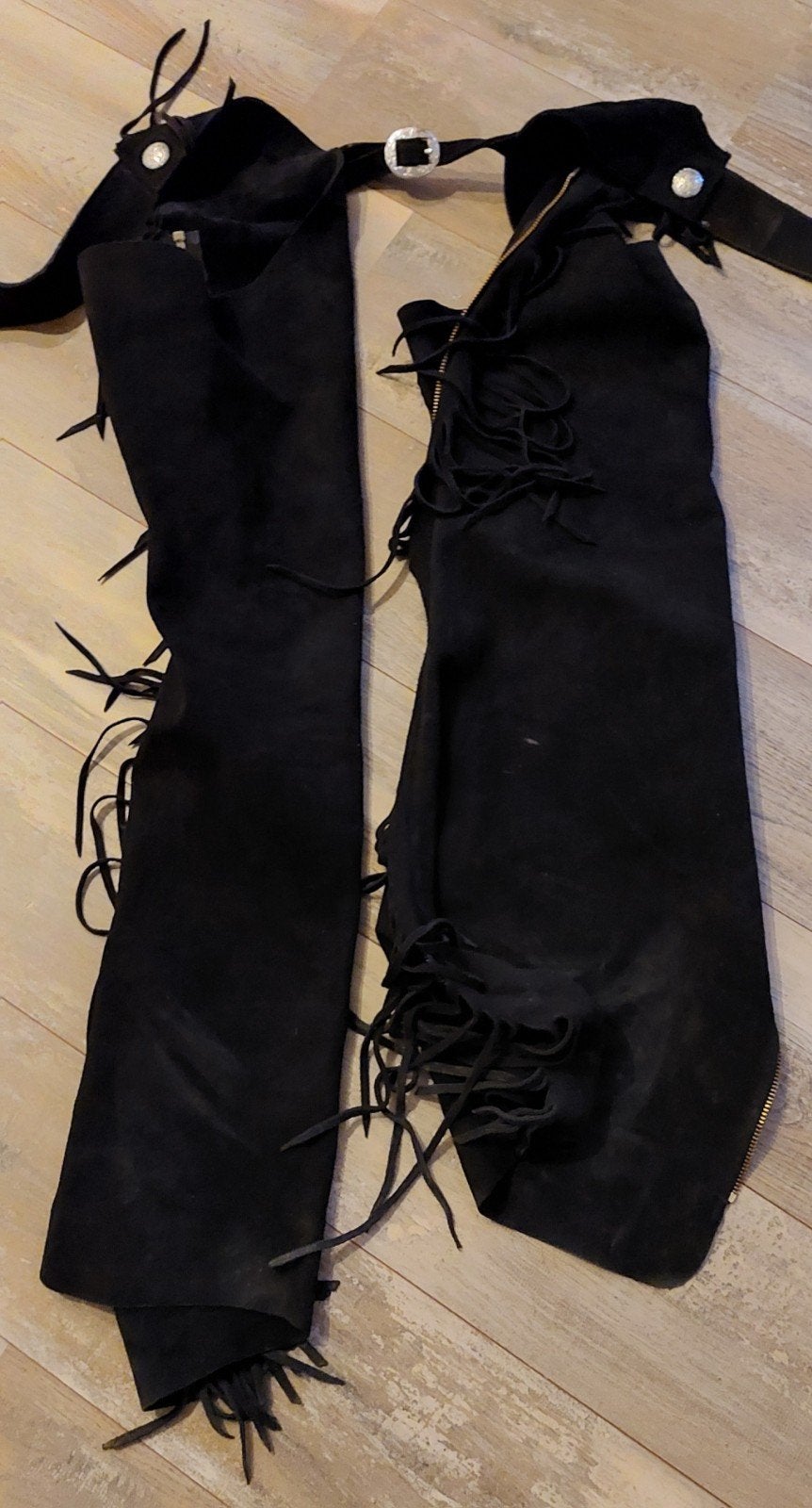 Zwarte suède western chaps met franjes, Dieren en Toebehoren, Paardrijkleding, Ophalen of Verzenden, Schoeisel