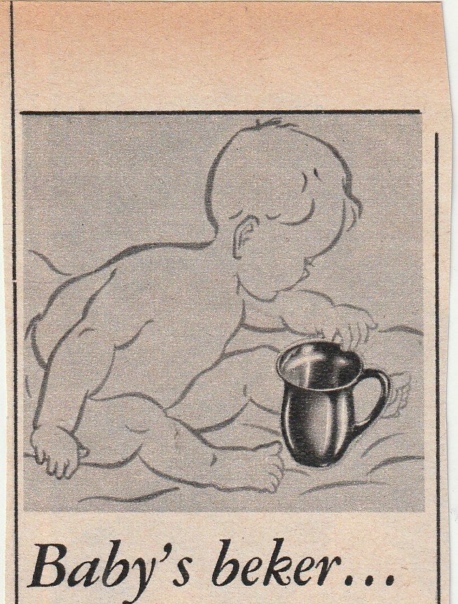 retro reclame 1960 Silvo zilverpoets maak babybeker schoon, Verzamelen, Verzenden, Overige typen