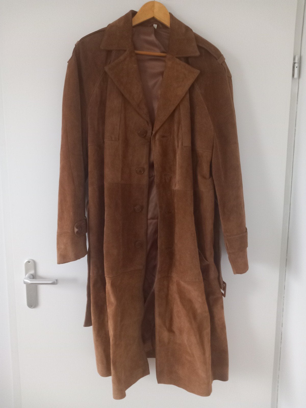 bruine suede herenjas (maat 54), Kleding | Dames, Ophalen, Zo goed als nieuw, Maat 46/48 (XL) of groter, Bruin