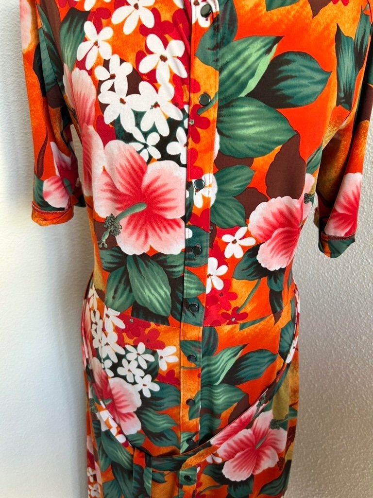 King Louie maat L lange oranje doorknoop jurk 3100, Kleding | Dames, Maat 42/44 (L), Oranje, Ophalen of Verzenden, Zo goed als nieuw