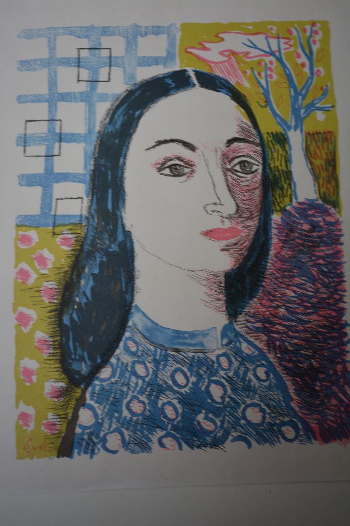 CHARLES EYCK LITHO TITEL "DAME" ANNO 1947 SCHILDERSPRENT SP9, 31 cm, Verzenden, Origineel, Lithografie