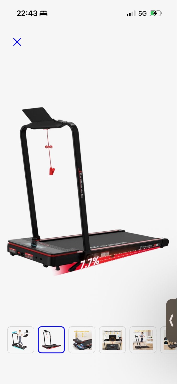 CITYSPORTS Opvouwbare Loopband met Helling - 12 km/u, Ophalen, Loopband, Benen, Nieuw