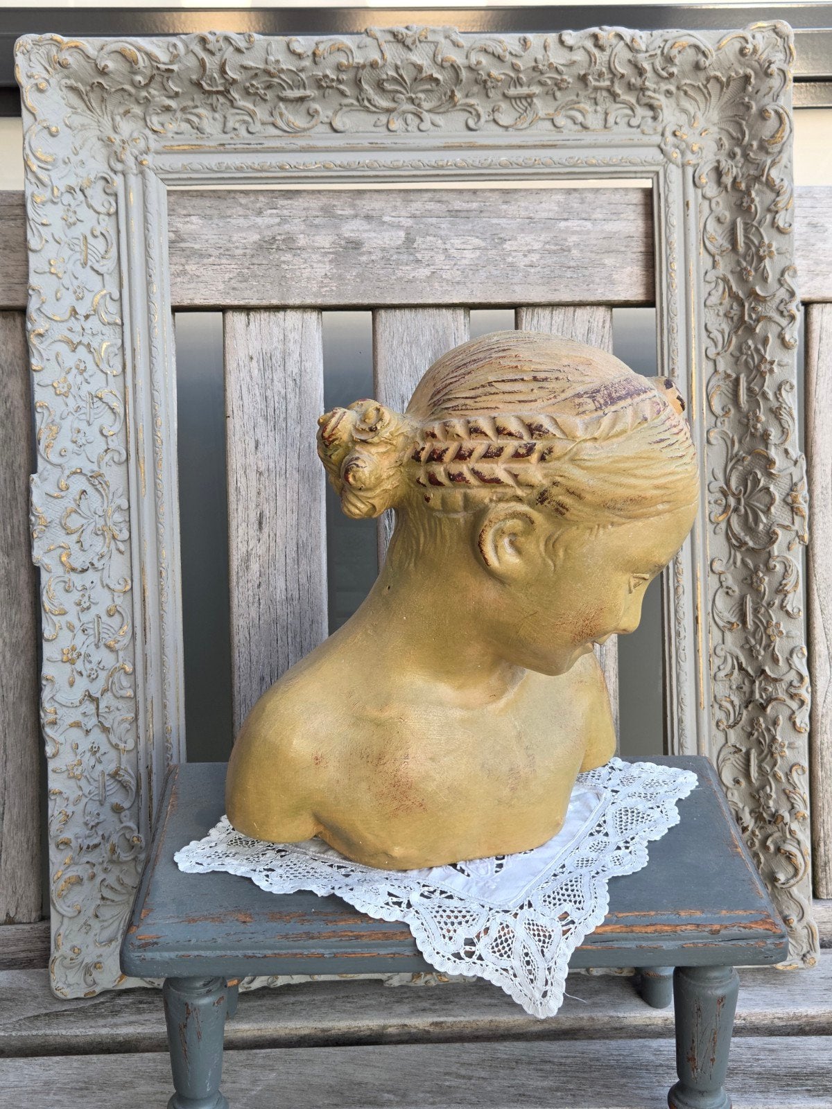 Grote oude brocante houten lijst, Antiek en Kunst, Curiosa en Brocante, Ophalen