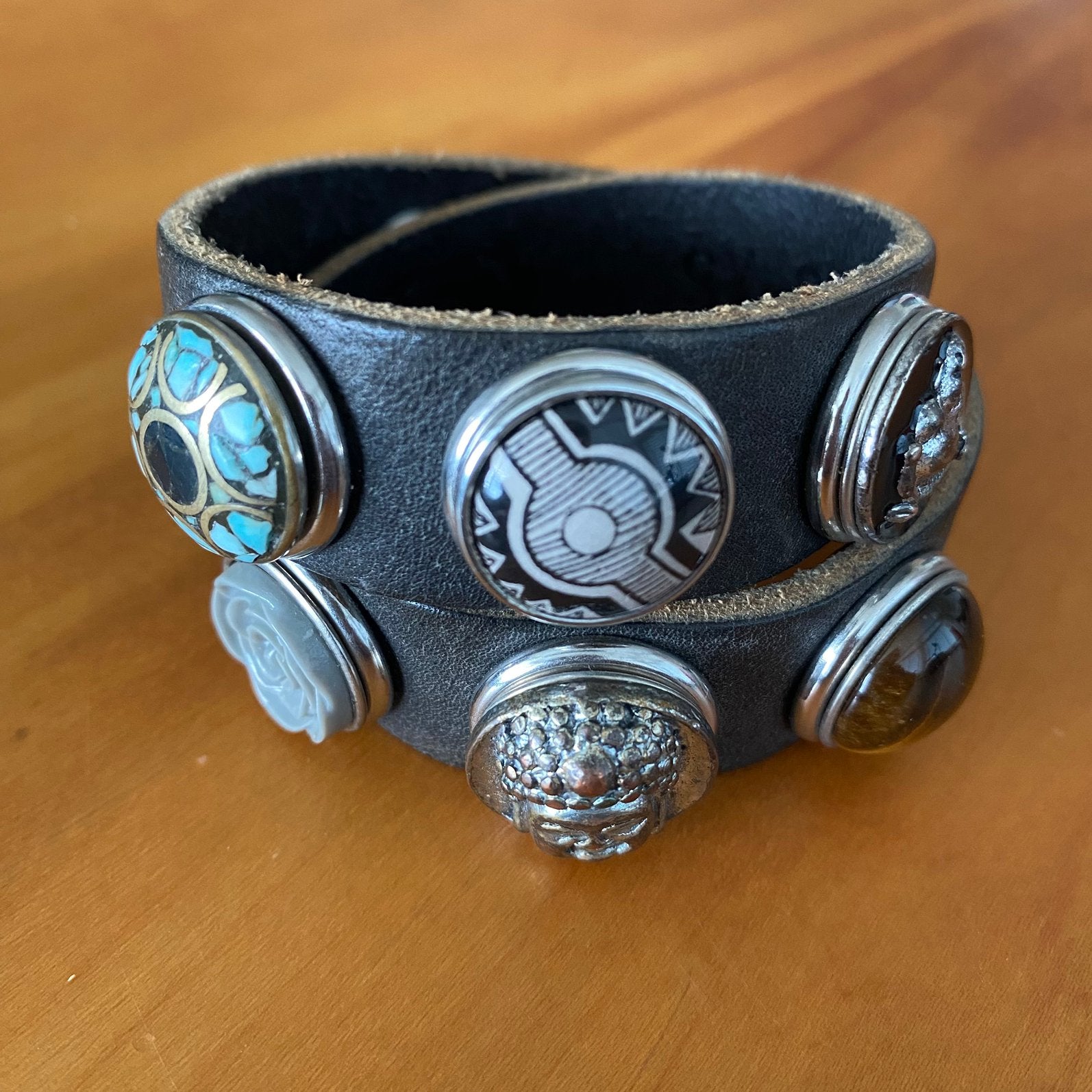 NOOSA A’DAM DUBBELE LEREN ARMBAND XS, Ophalen of Verzenden, Gebruikt, Zwart, Leer