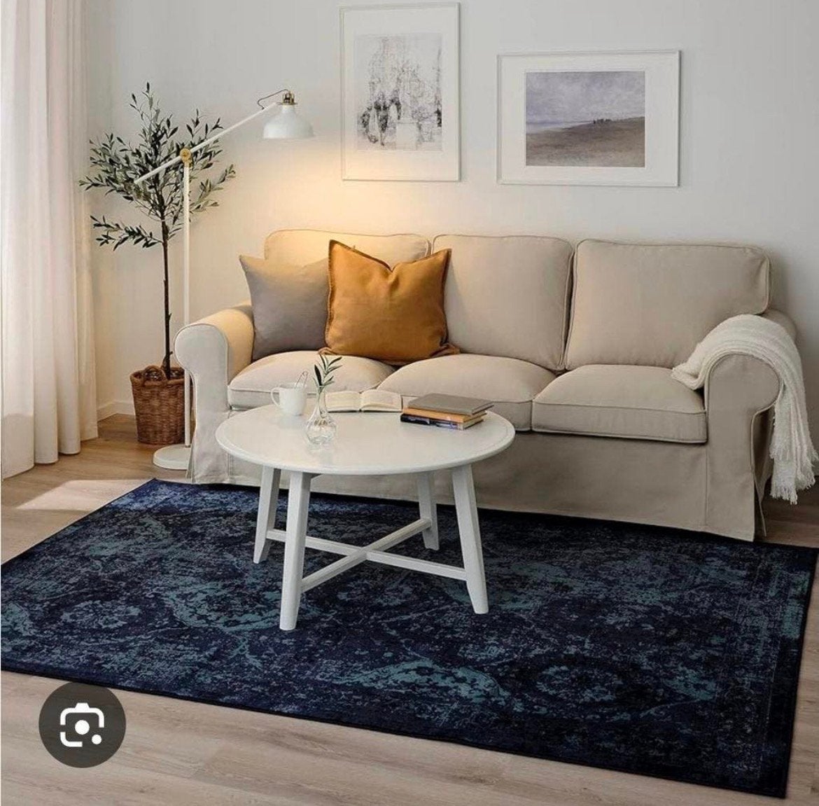 Ikea vintage vloerkleed Vonsbak donkerblauw, Ophalen, Blauw, Vintage, Zo goed als nieuw