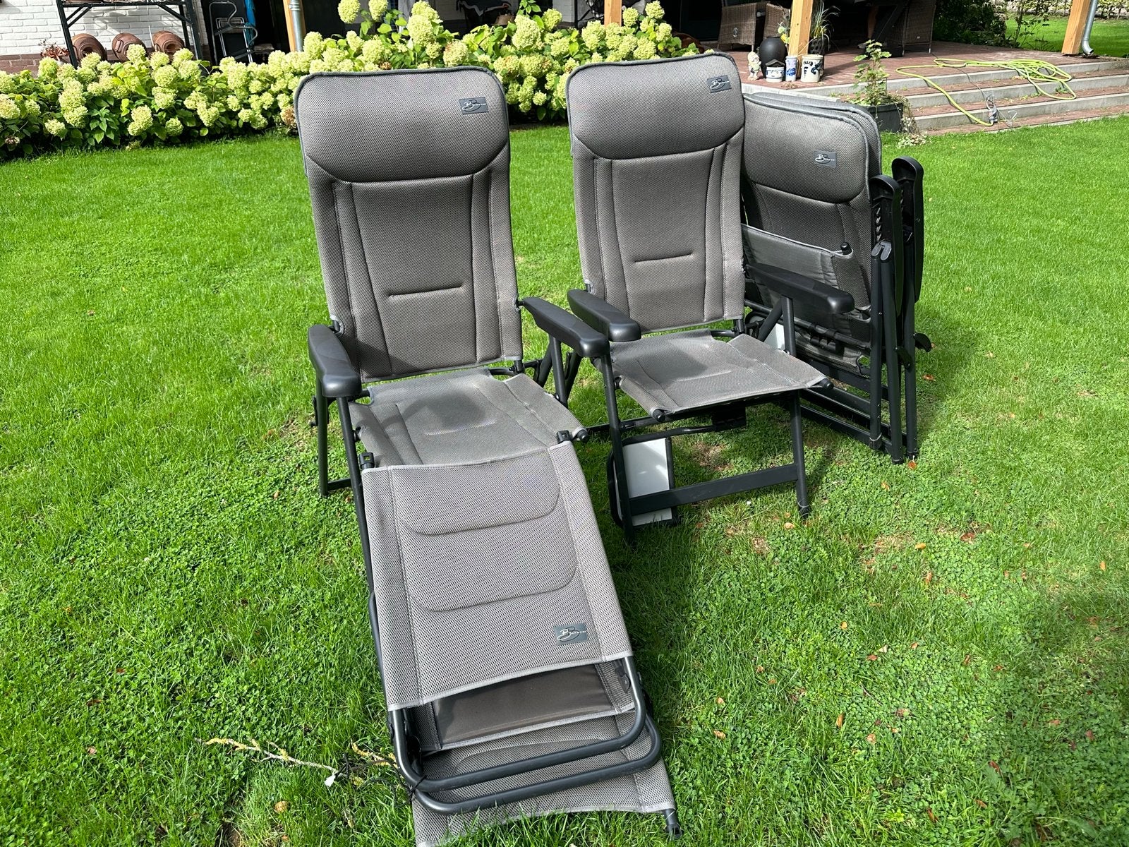 4 Bardani campingstoelen met 3 voetensteunen, Caravans en Kamperen, Ophalen, Gebruikt, Campingstoel