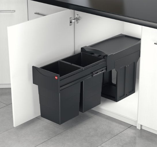 Nieuw! - Hailo - Dubbele afvalemmer - 2x15 liter  - inbouw, Huis en Inrichting, Woonaccessoires | Prullenbakken, Ophalen, Kunststof