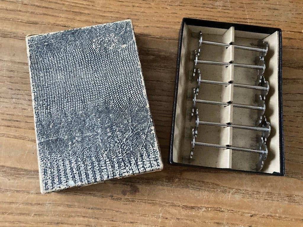 6x Vintage Gero Zilmeta messenleggers in doos - 191 - zgan, Antiek en Kunst, Antiek | Bestek, Ophalen of Verzenden