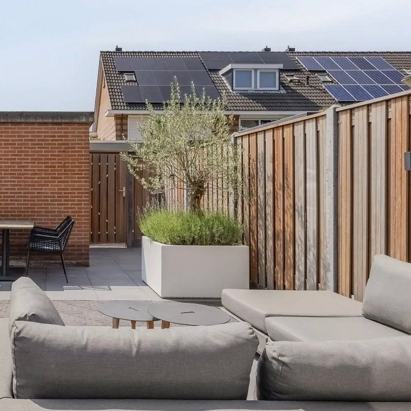 Witte polyester planenbak met bodem 100x100x60, Tuin en Terras, 4 zitplaatsen, Textileen, Ophalen of Verzenden, Zo goed als nieuw