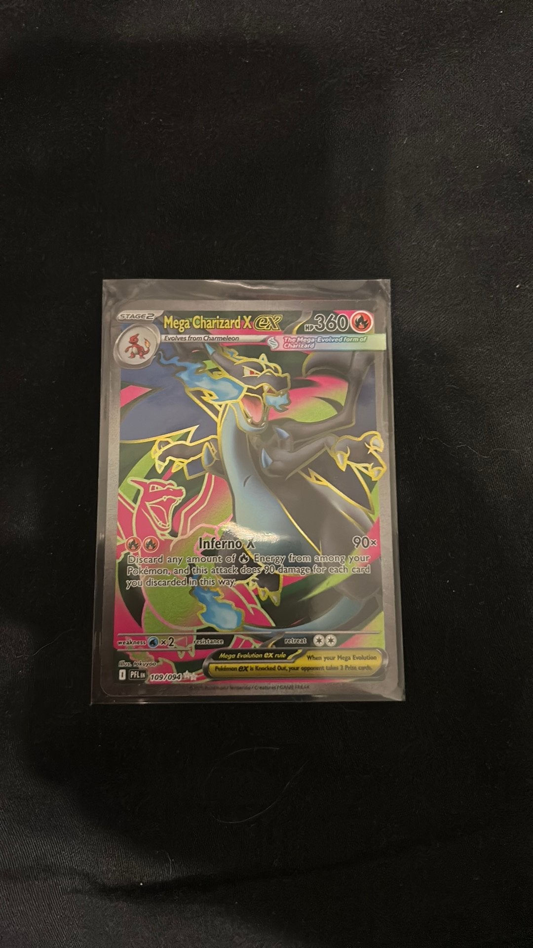 Mega charizard x ex 109, Ophalen of Verzenden, Zo goed als nieuw