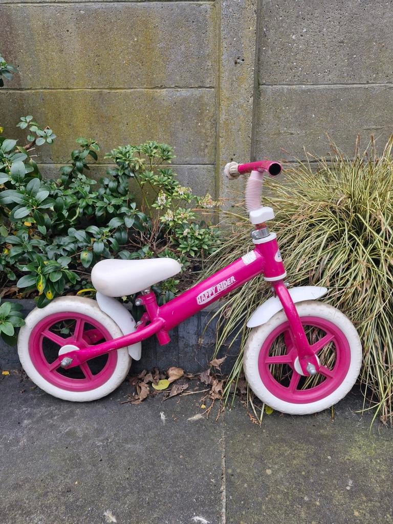 Roze loopfiets Happy Rider, Ophalen, Loopfiets