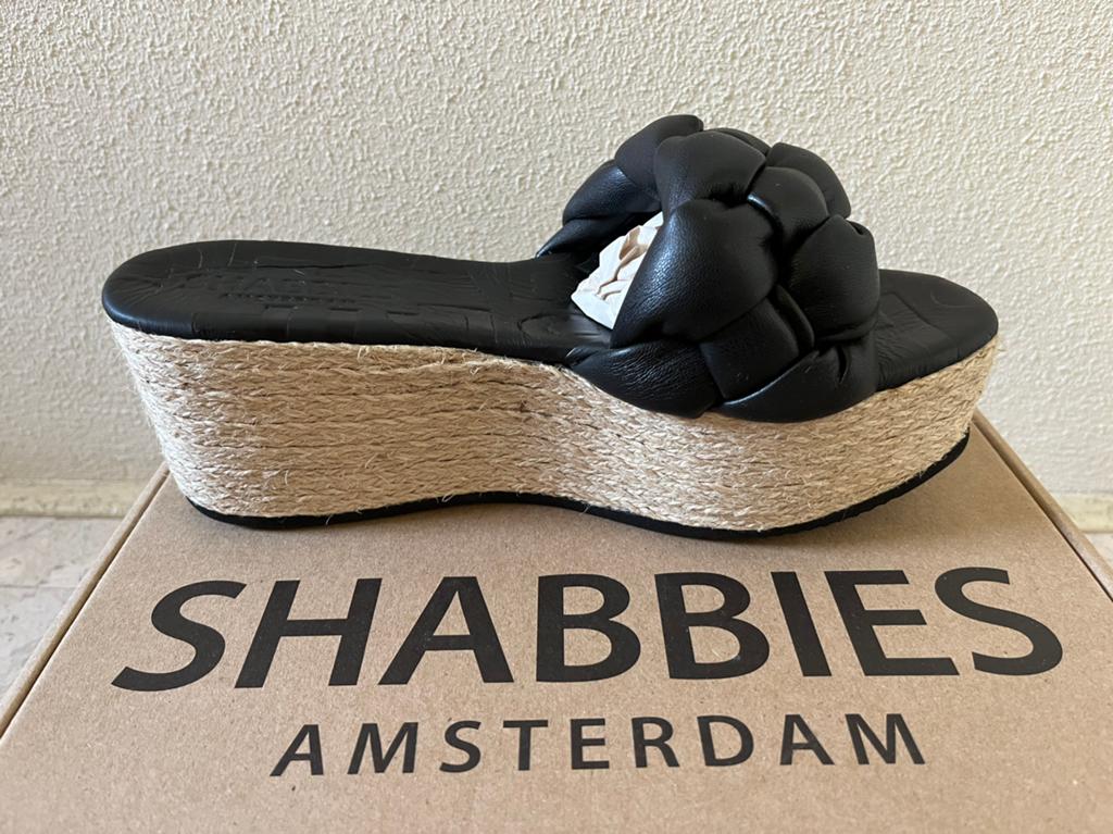 Shabbies Amsterdam leren slippers maat 38!, Slippers, Zwart, Nieuw, Ophalen of Verzenden