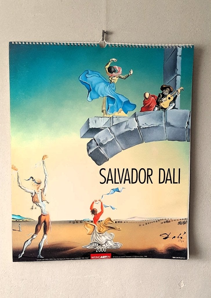 SALVADOR DALI, kunstkalender 2000, 55 x 46 cm, Ophalen of Verzenden, Maandkalender, Zo goed als nieuw
