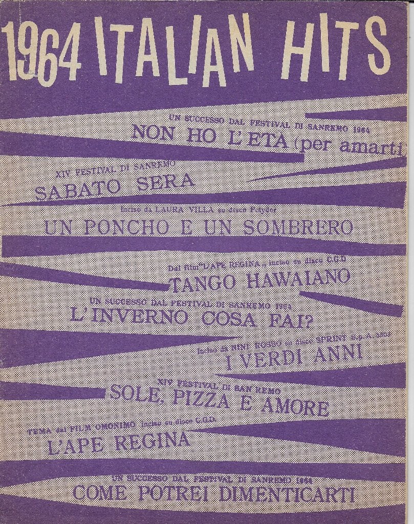 Mu86 bladmuziek: italiaanse hitsuit 1964 oa non ho léta, Zang, Gebruikt, Ophalen of Verzenden, Artiest of Componist