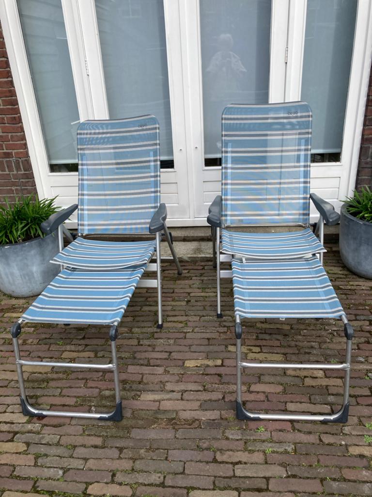 2 Crespo Campingstoelen  met voetensteun, Ophalen, Gebruikt, Campingstoel