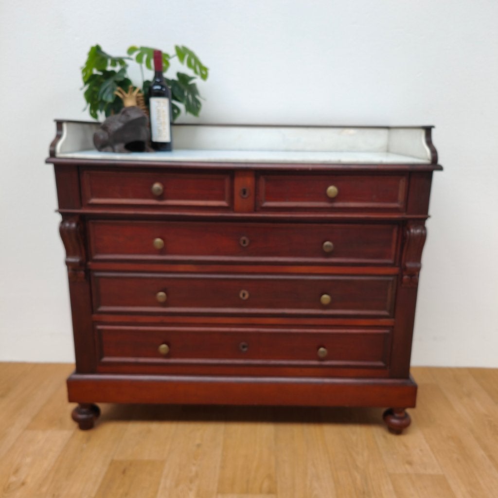 Vintage antiek commode dressoir ladekast met marmer blad 301, Valkenswaard, Gebruikt, 100 tot 150 cm, Info@flashbackfurniture.nl