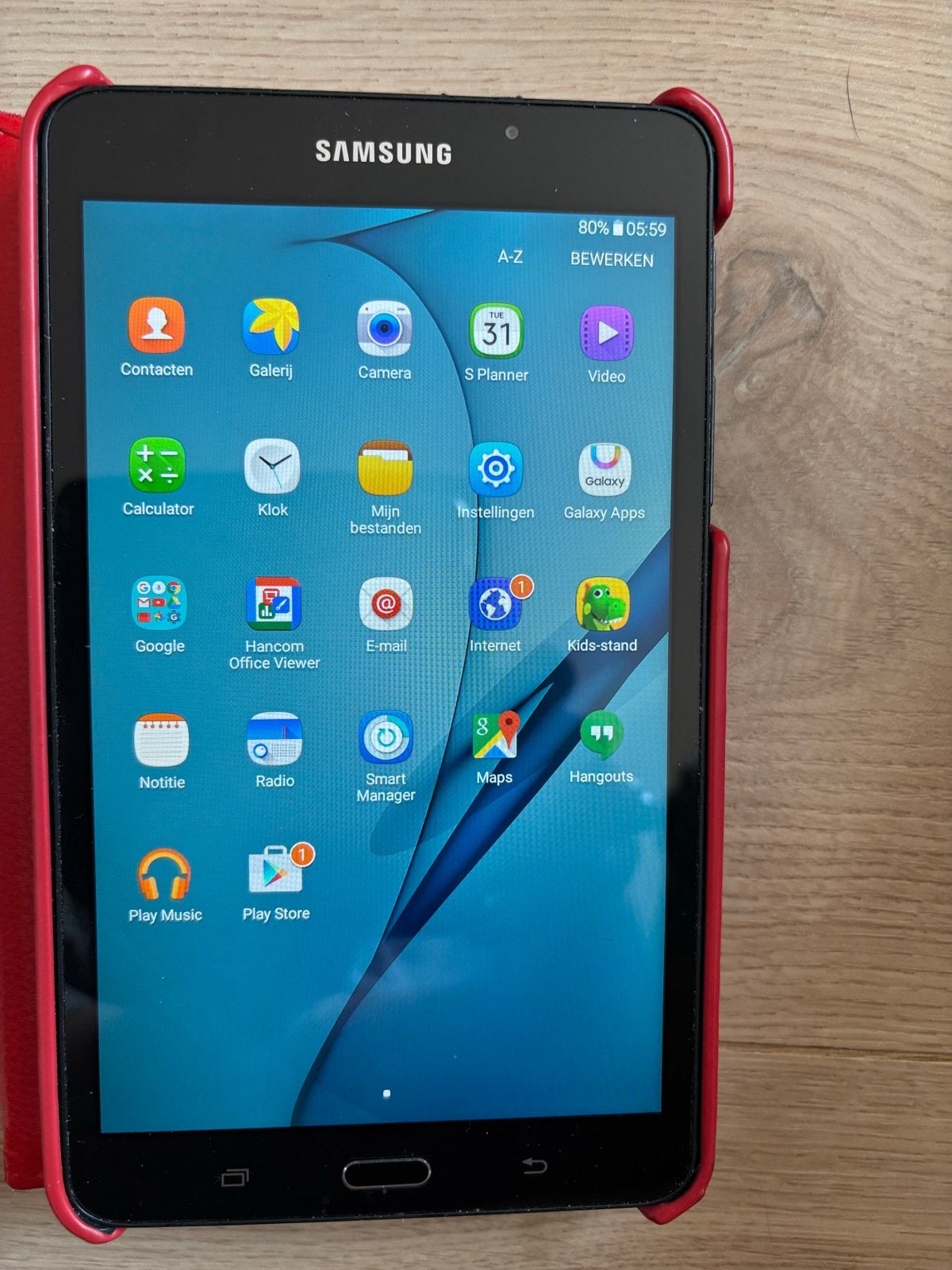 Samsung Galaxy Tab A (2016) SM-T280 met rode hoes, Ophalen of Verzenden, 7 inch of minder, Wi-Fi, Gebruikt