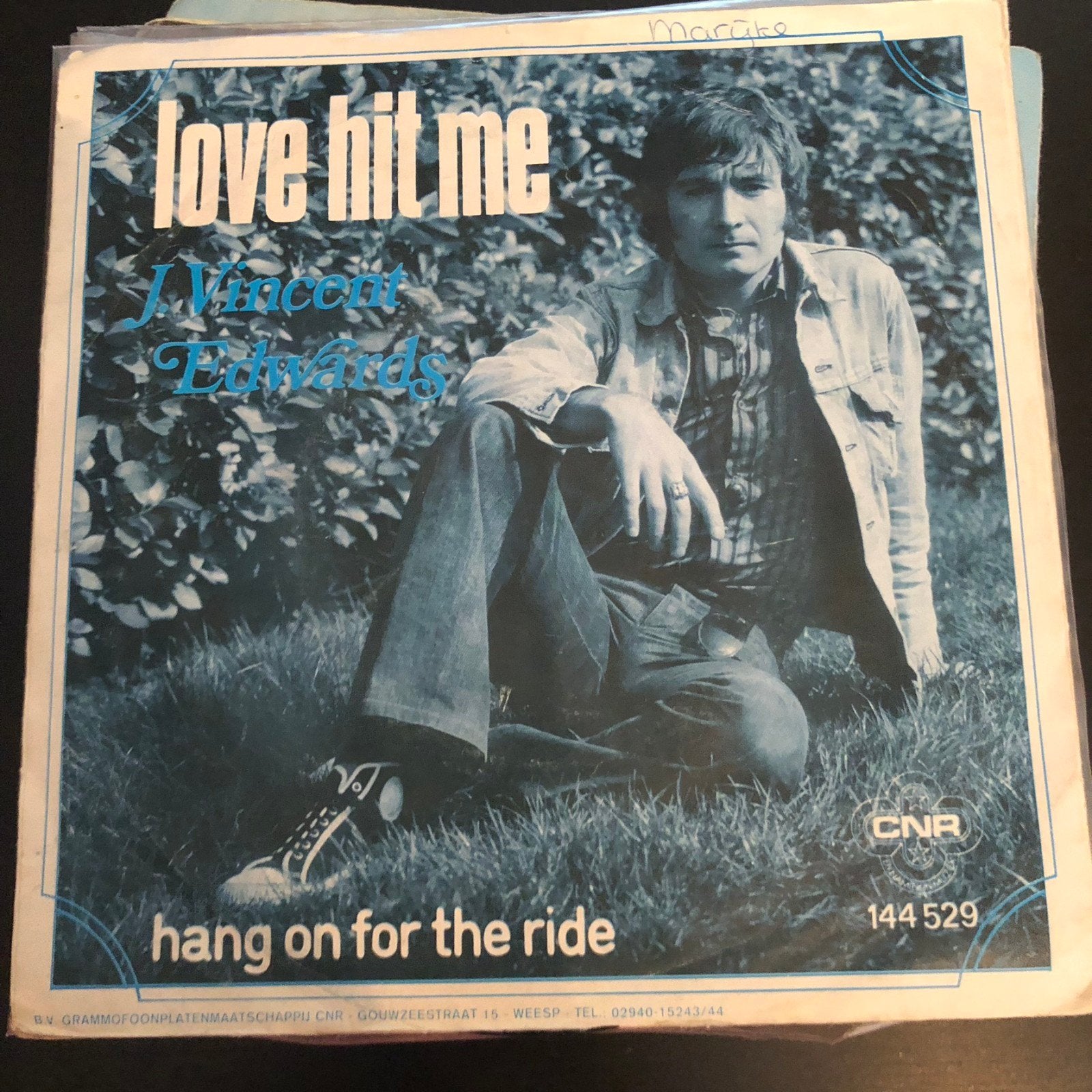 J. Vincent Edwards - Love Hit Me / Hang On For The Ride, Ophalen of Verzenden, Gebruikt, 7 inch, Pop