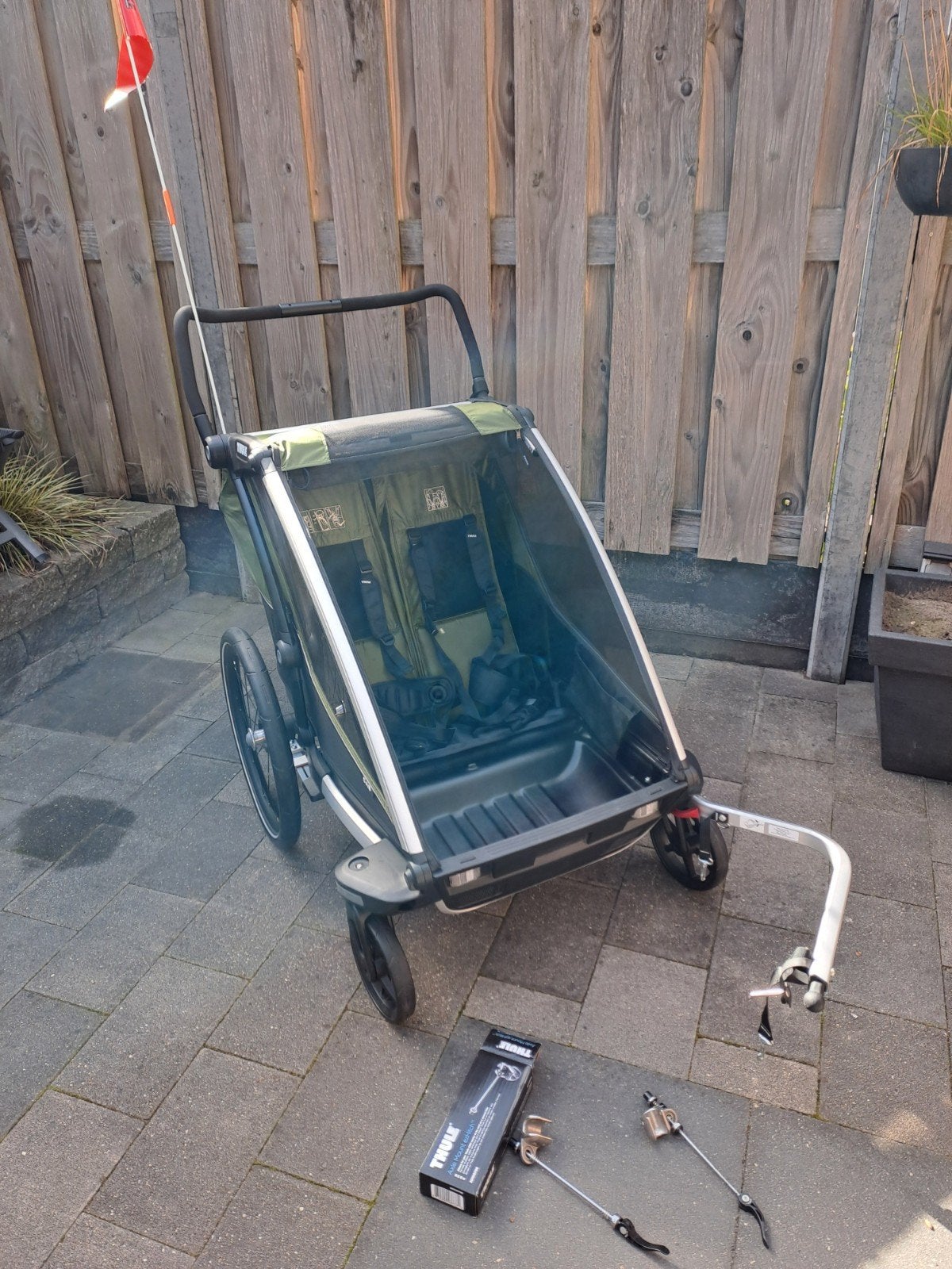 Thule Chariot Cab 2 - Zeer complete fietskar, Fietsen en Brommers, Ophalen, Zo goed als nieuw, Kinderkar, Thule