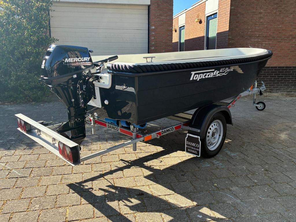 Topcraft 405 bj‘20 met Mercury 8 PK bj’21 Damco trailer’20, Ophalen, Topcraft, Zo goed als nieuw, Trailer
