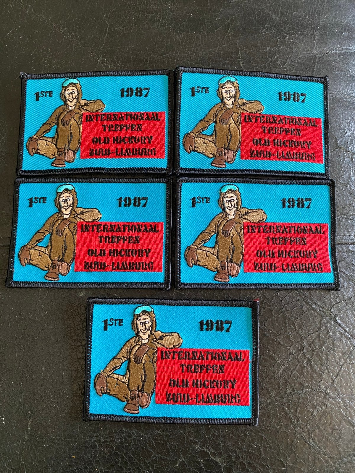 5 Patches 1e  Int. Treffen Old Hickory Zuid Limburg 1987., Ophalen of Verzenden, Overige soorten, Nederland, Embleem of Badge