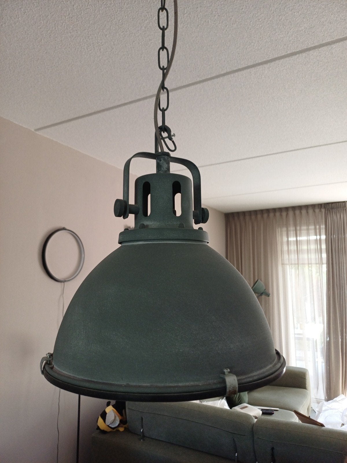 Industriële hanglamp - Groen metaal, Ophalen, Gebruikt, E27 (groot), Metaal