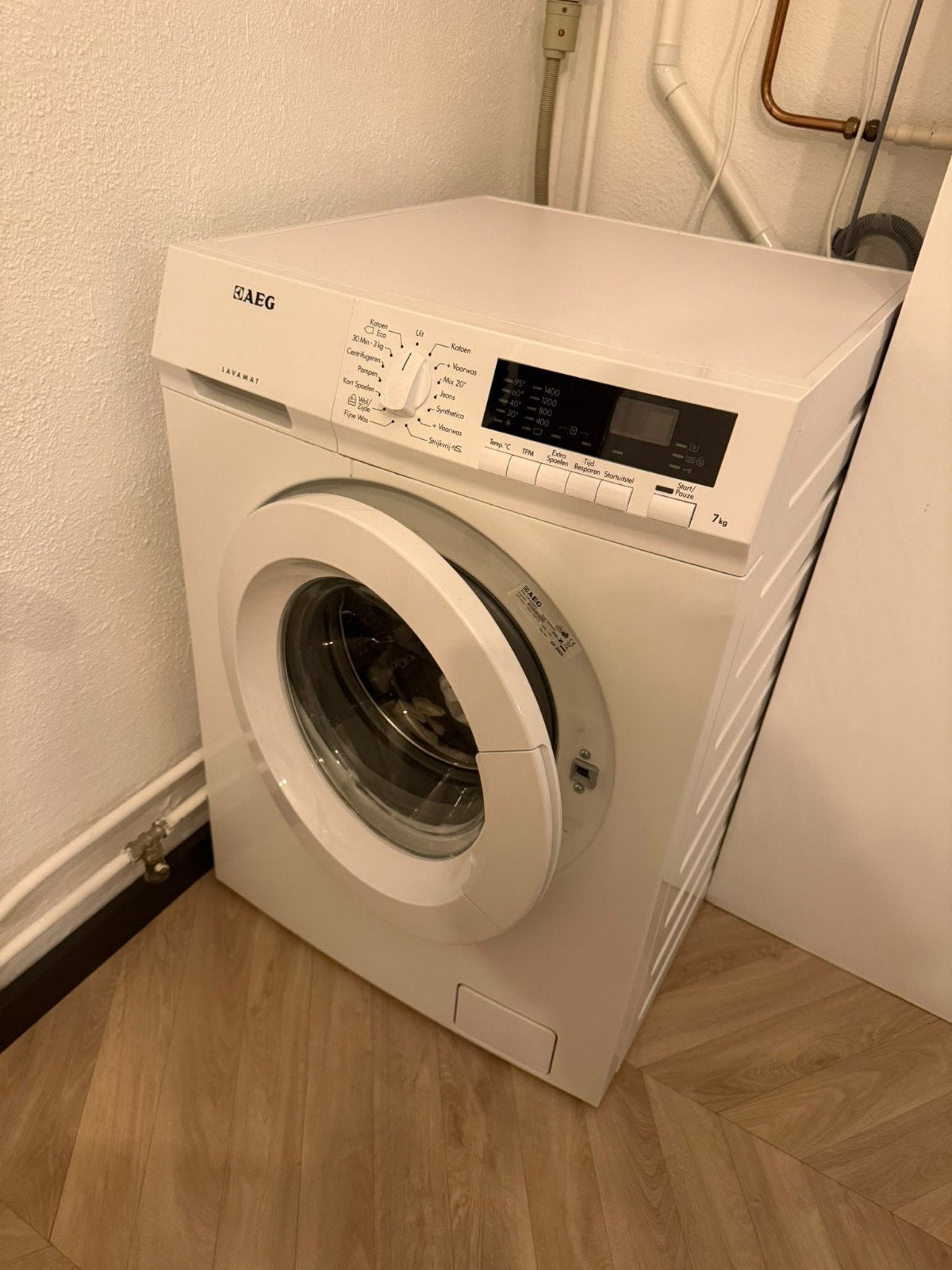 wasmachine aeg, Witgoed en Apparatuur, Ophalen, Gebruikt, 1200 tot 1600 toeren, 85 tot 90 cm