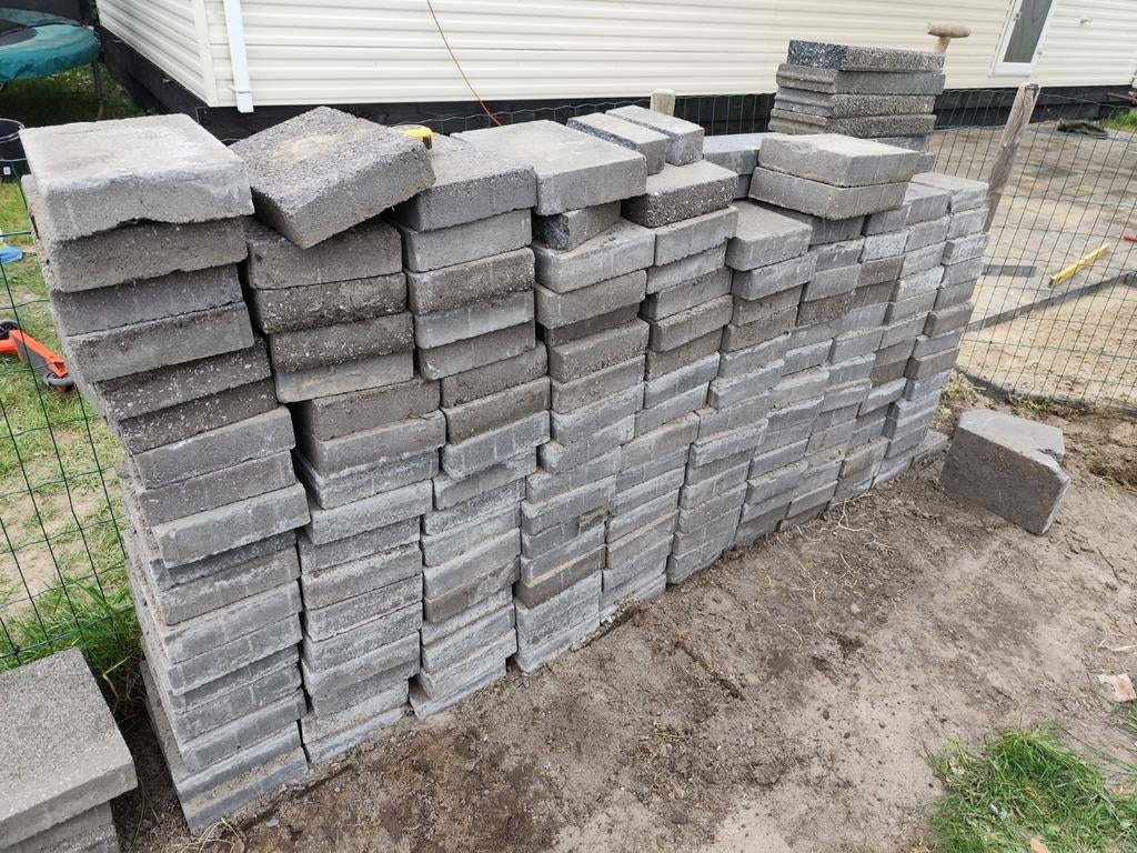 Tegels 20x30cm, 6cm dik, 6-8 m², Tuin en Terras, Tegels en Klinkers, Ophalen, Gebruikt, 5 tot 10 m², Beton