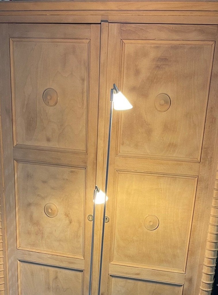 vloerlamp led rvs duo, Ophalen, Gebruikt, 100 tot 150 cm, Glas