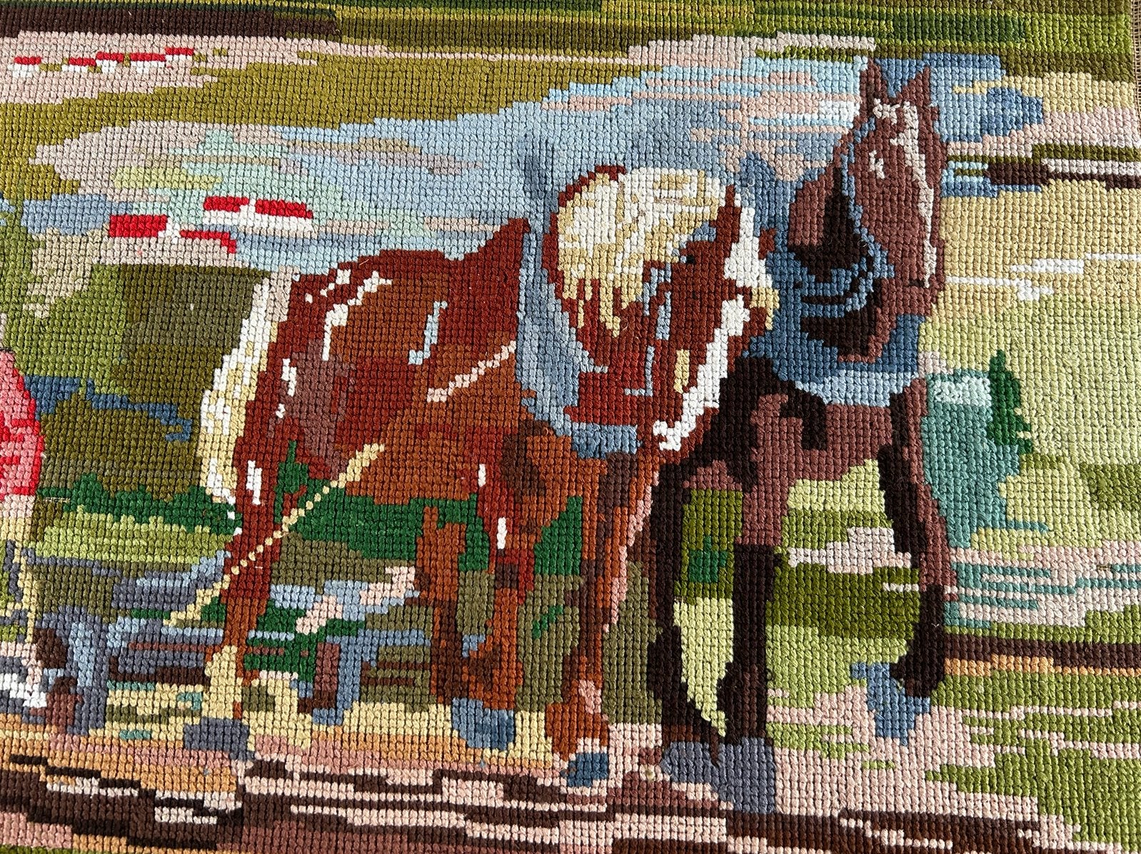Mooi geborduurd wandkleed - 39x48 cm, Ophalen of Verzenden, Gebruikt, Handborduren, Overige typen