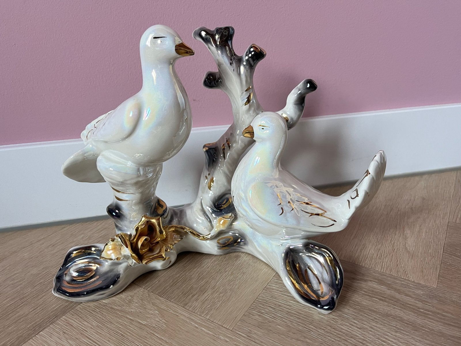 Capodimonte Decoratieve duifjes op tak - Keramiek italie, Antiek en Kunst, Ophalen of Verzenden
