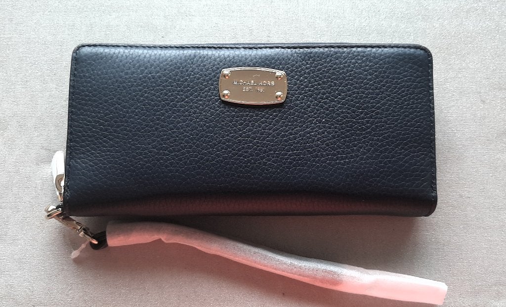 NIEUW, MICHAEL KORS, Jet Set portemonnee donkerblauw leer, Overige merken, Blauw, Nieuw, Ophalen of Verzenden
