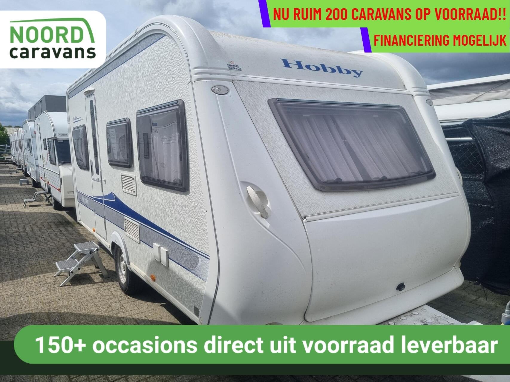 Hobby 455 UF excellent VOORTENT + LUIFEL + DWARSBED +RONDZIT, Rondzit, Hobby, 750 - 1000 kg, 6 tot 7 meter